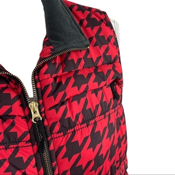 Liz Claiborne Puffer Vest Red & Black Herringbone zip front Size M - Picture 4 of 8